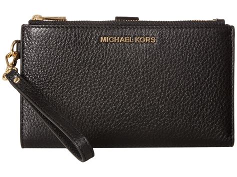 michael michael kors adele leather wristlet black|Michael Kors Adele Double.